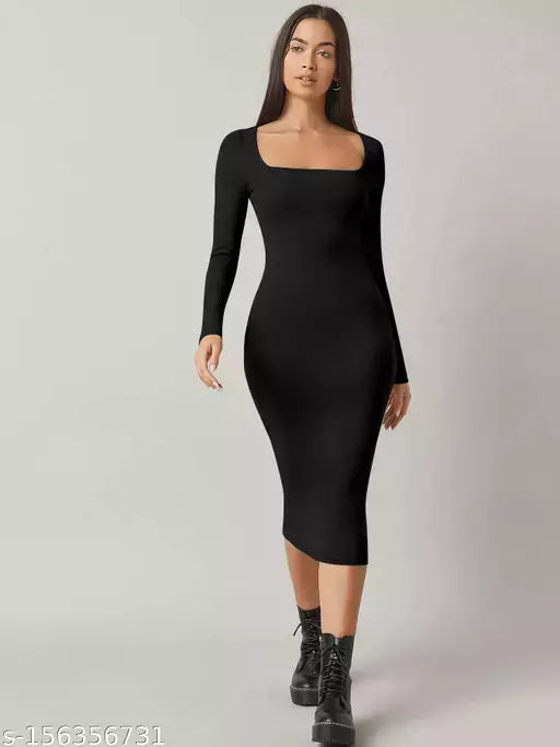 Womens Western Midi Black Dress