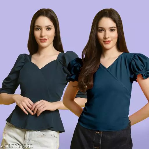 Clasic Casual Fashion Forward Women's Tops - Pack of 2