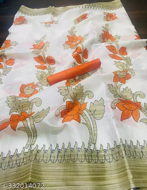 LIGHT WEIGHT FLORAL PRINTED KHADI SILK BLENDED SAREE