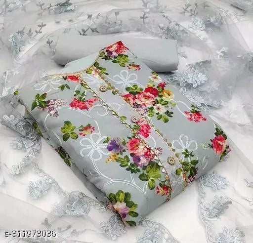 Patiala Georgette Unstiched Print Work womens Salwar Suit Unstitched Dress Material Look gorgeous by wearing this salwar suit dress material with dupatta
