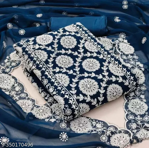 Fancy Top Duppata Full Embroidery Work With Classic Bottom Unstiched Womens Embroidered Georgette salwar suits & Dress materials