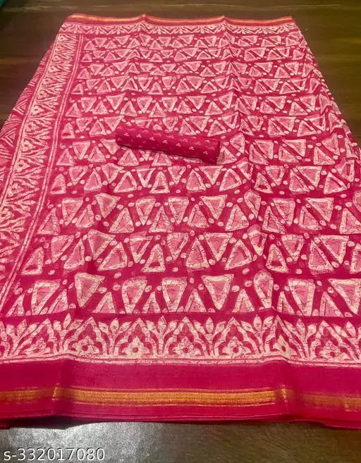 TRIO PRINTED COTTON BLENDED SAREE