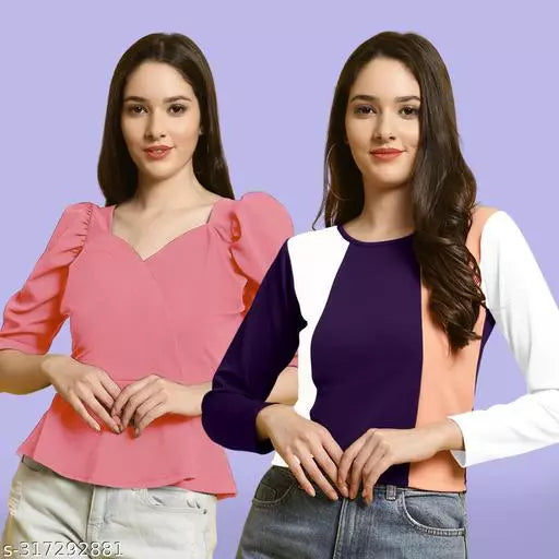 Clasic Casual Fashion Forward Women's Top - Pack of 2