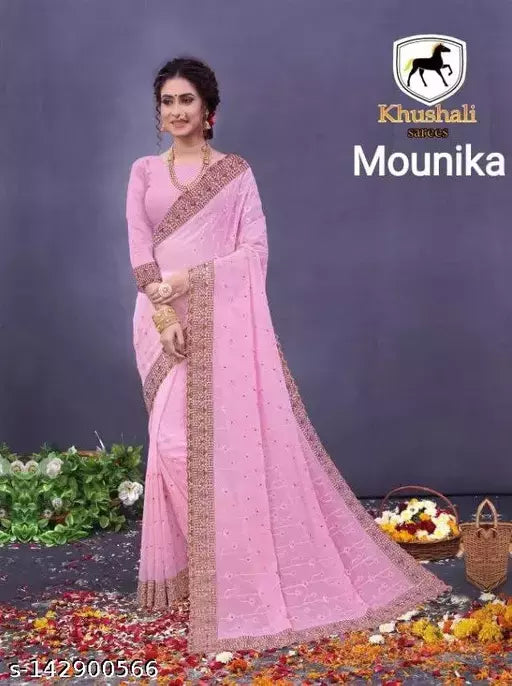 MOUNIKA FANCY EMBROIDERY HEAVY SAREE
