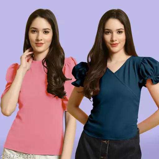Clasic Casual Fashion Forward Women's Top - Pack of 2