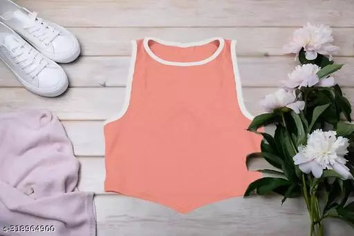 Women's Solid Cotton Rib Knit Crop Tank Top