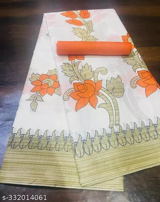 LIGHT WEIGHT FLORAL PRINTED KHADI SILK BLENDED SAREE