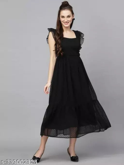 Trendy Georgette Butta Dress For Girls Womens