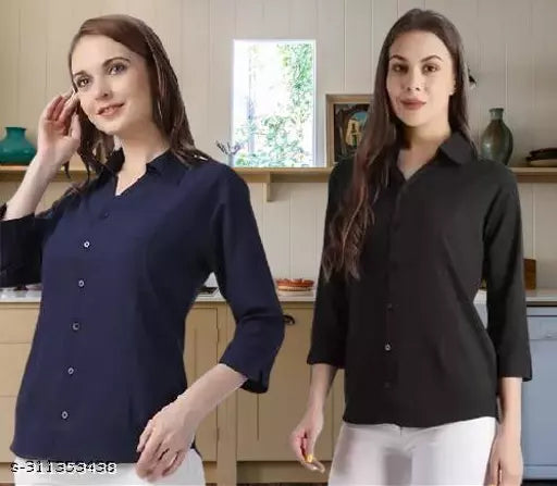 Stylish Solid Women Shirts Pack of 2