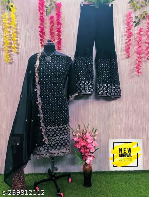 Aagyeyi Sensational Salwar Suits & Dress Materials Georgette 9mm Heavy sequence Work Wear Suit Like Party Wear Garara suit