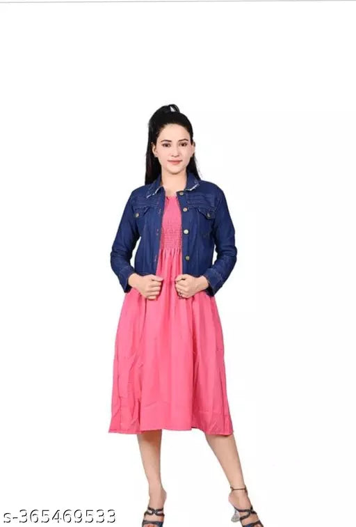Stylish Consai dress with 3 Patti jacket dark