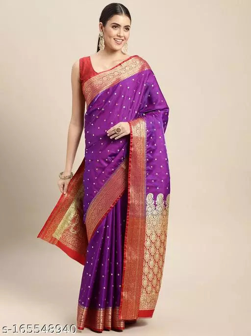 Banarasi Satin Silk Embroidery Saree With Heavy Pallu
