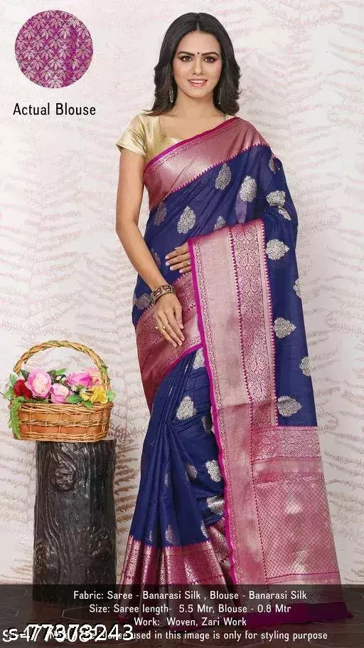 Alisha Fashionable Banarasi Silk Sarees With Running Blouse