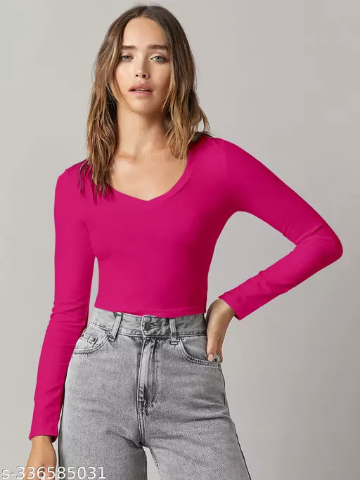 Western Printed V_ Neck Crop Top
