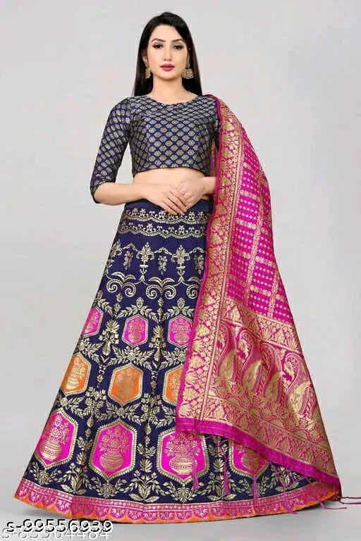 BANARASI LEHENGA CHOLI WITH BLOUSE (UN-STITCHED) BY VAIDIK ETHNIC
