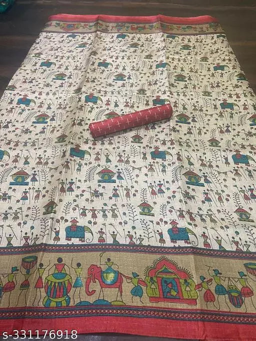 WARLI PRINT KHAADI SILK BLENDED SAREE