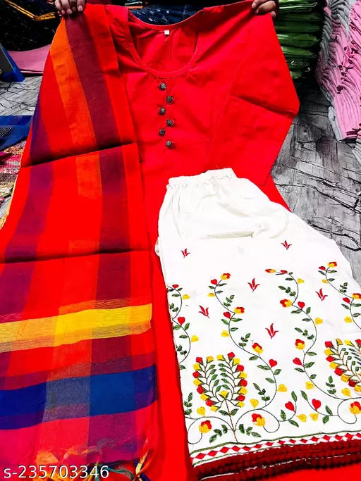 COTTON KURTI WITH DUPATTA
