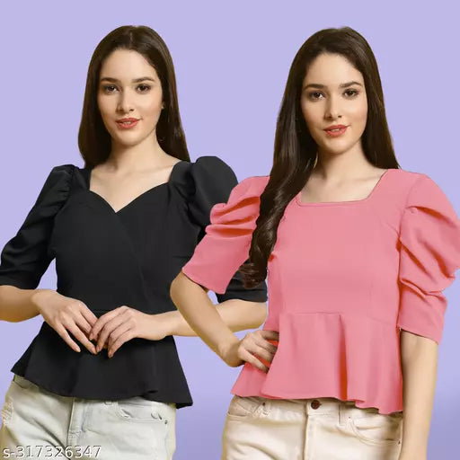 Clasic Casual Fashion Forward Women's Top - Pack of 2