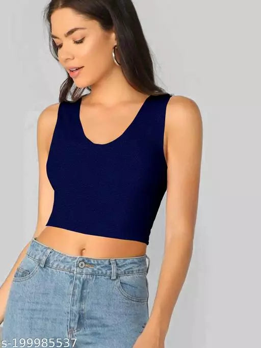 Nevy Blue Crop Top For Woman