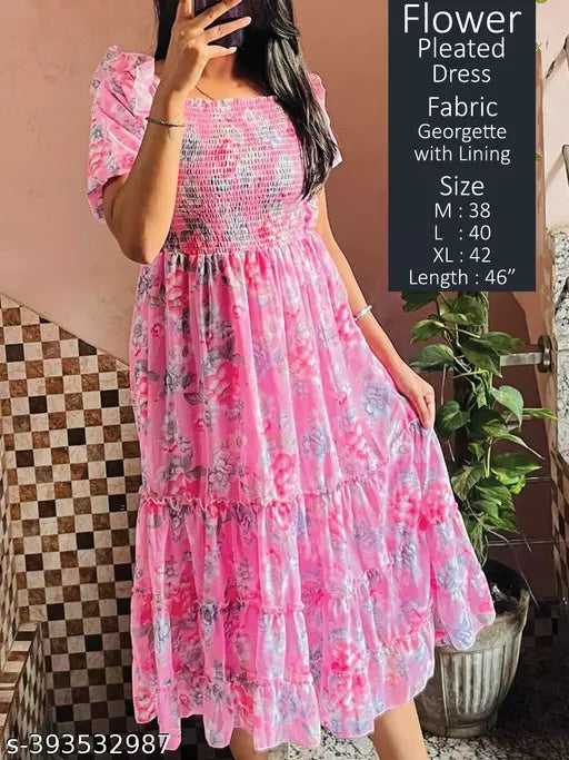 STYLISH LONG GEARGETTE FABRIC ONE PCE KANSAI DRESSSS