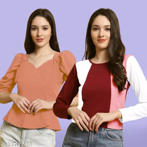 Clasic Casual Fashion Forward Women's Tops - Pack of 2
