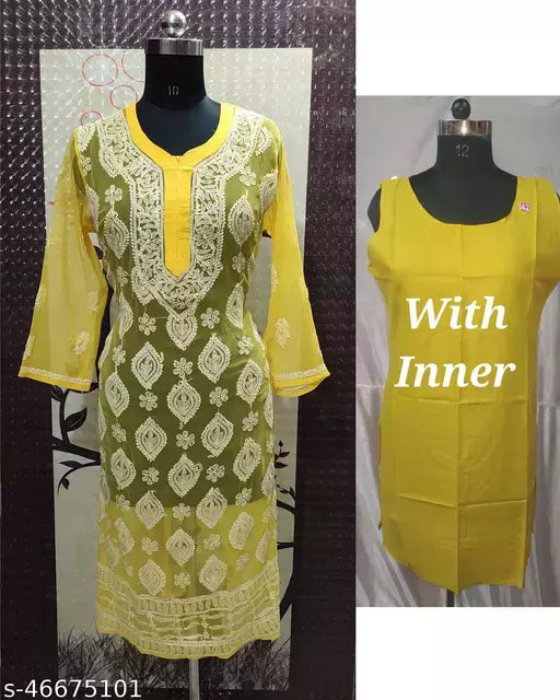 Handwork Chikankari Chiffon boota jaal with inner.