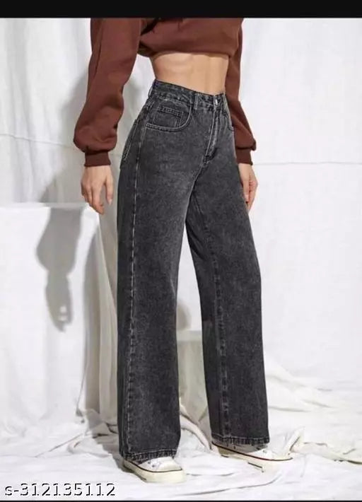 SAANU'S FASHION - STYLISH WIDE LEG DENIM JEANS FOR GIRLS & WOMEN