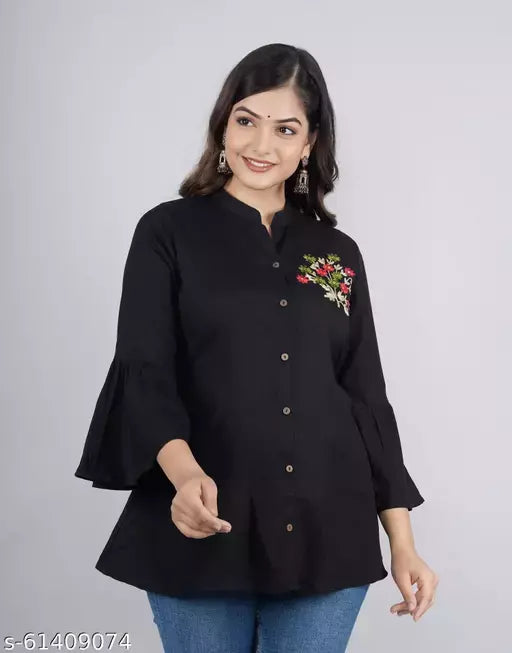 womens embroidery rayon shirt  daily use partywear shirt festival shit