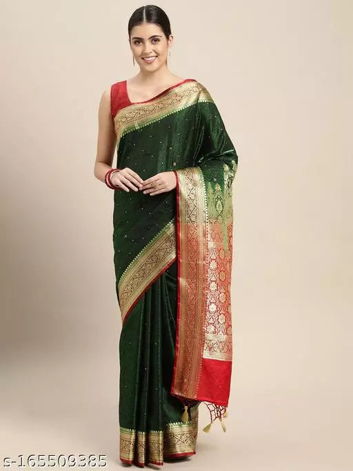 Banarasi Satin Silk Stone Work Saree With Heavy Pallu
