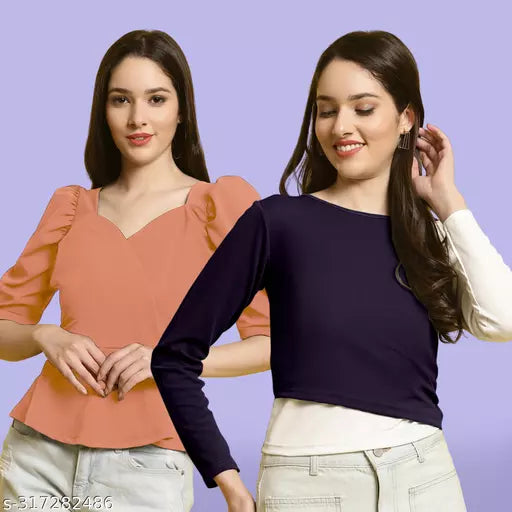 Clasic Casual Fashion Forward Women's Tops - Pack of 2