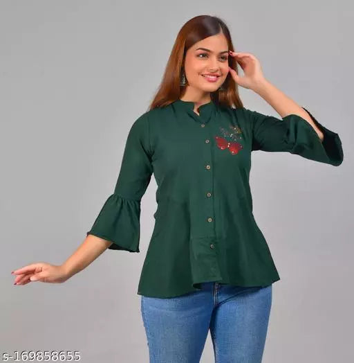 womens embroidery crepe top  festival top  partywear top  long top