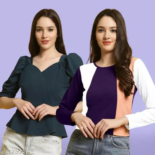 Clasic Casual Fashion Forward Women's Top - Pack of 2