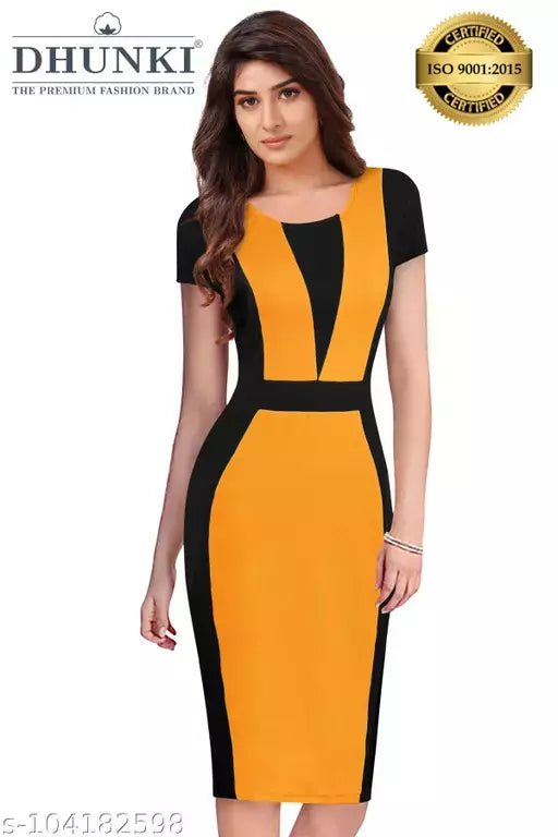 DHUNKI Women's Black Maroon Dress