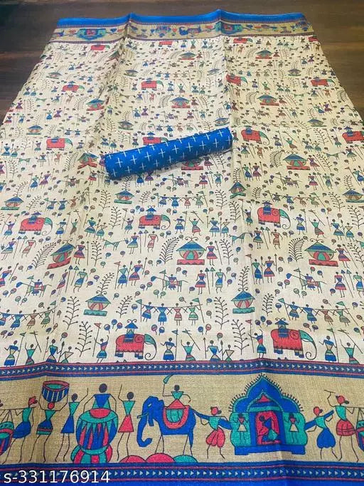 WARLI PRINT KHAADI SILK BLENDED SAREE