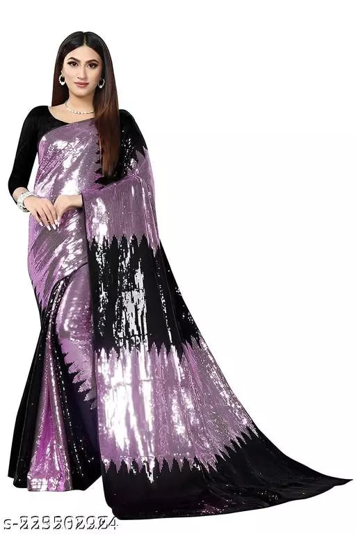 NEW LAUNCHING SUPER HIT PINK DESIGNER SEQUANCE Georgette  SAREES BY KRADDLE