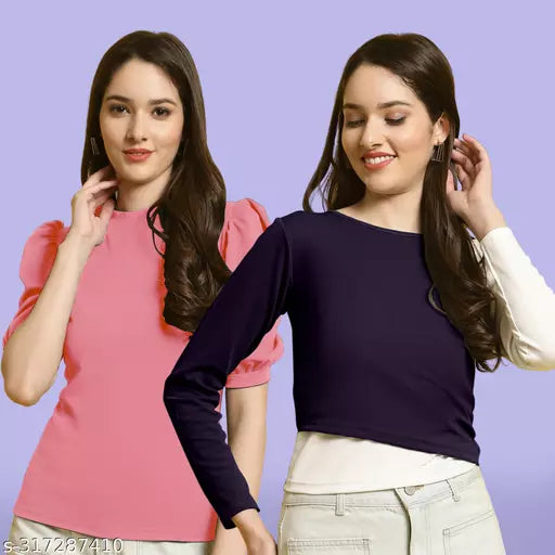 Clasic Casual Fashion Forward Women's Top - Pack of 2