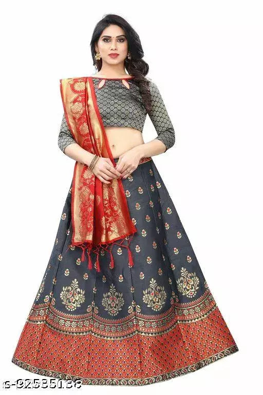 BANARASI LEHENGA CHOLI WITH BLOUSE (UN-STITCHED) BY VAIDIK ETHNIC