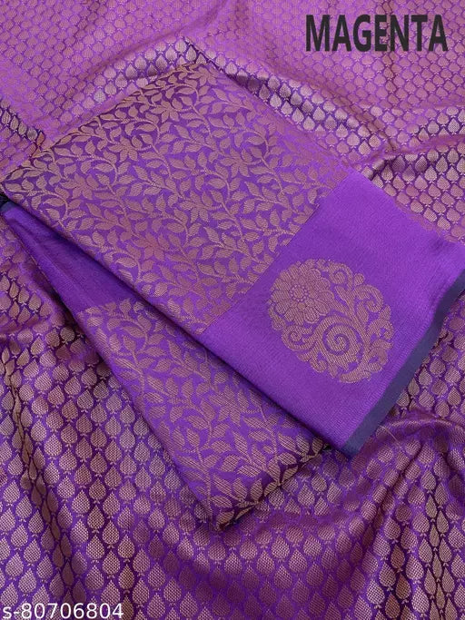 Beautiful Kanchi Semi Pattu Saree With Brocade Pallu Blouse.
