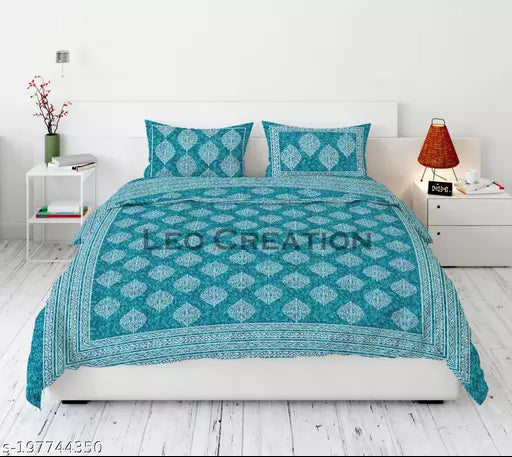 Jaipuri Pure Cotton Double Queen Bedsheet With 2 Pillow Covers