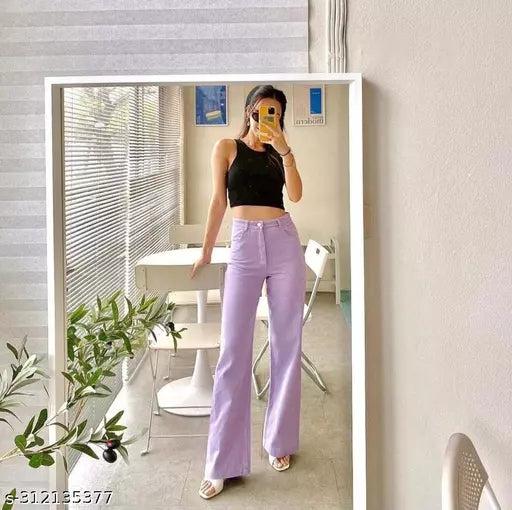 SAANU'S FASHION - STYLISH WIDE LEG DENIM JEANS FOR GIRLS & WOMEN