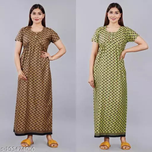 Designer Nighty For Women/Printed Nights For Women Combo Pack Of 2