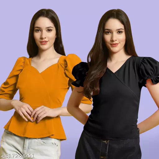 Clasic Casual Fashion Forward Women's Top - Pack of 2