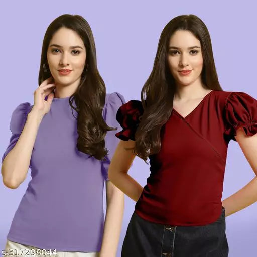 Clasic Casual Fashion Forward Women's Top - Pack of 2
