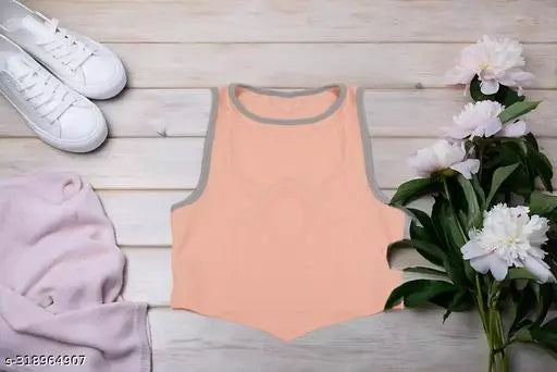 Women's Solid Cotton Rib Knit Crop Tank Top