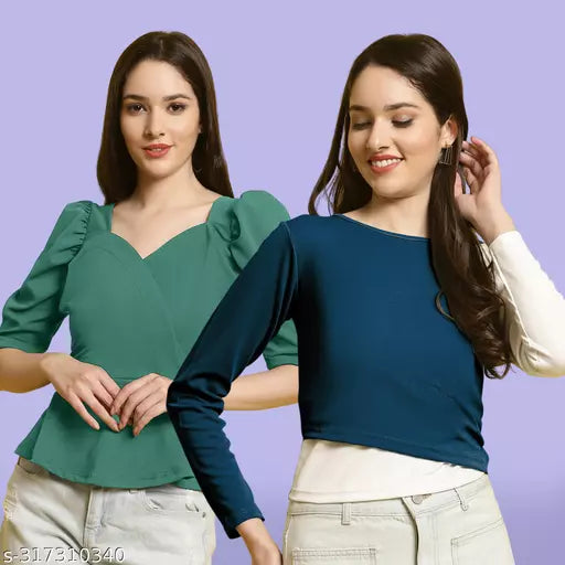 Clasic Casual Fashion Forward Women's Top - Pack of 2