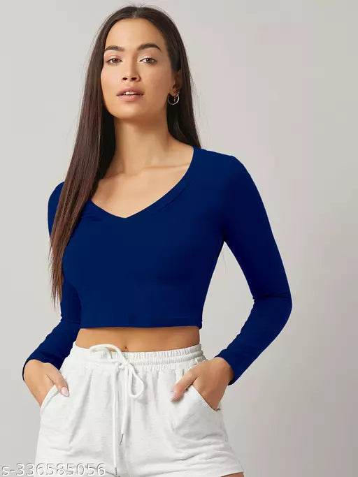 Western Printed V_ Neck Crop Top