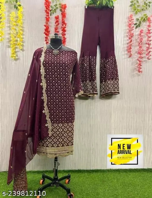 Aagyeyi Sensational Salwar Suits & Dress Materials Georgette 9mm Heavy sequence Work Wear Suit Like Party Wear Garara suit