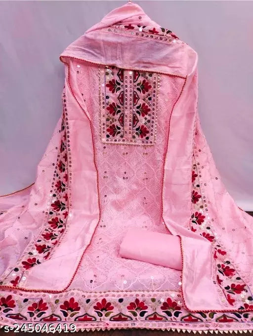 Chanderi Cotton Unstiched Salwar Suit And Dress Materials