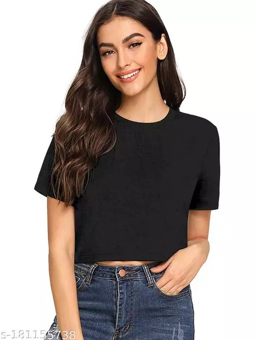 Womens Western Black Crop Top