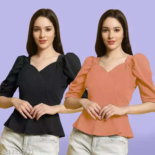 Clasic Casual Fashion Forward Women's Top - Pack of 2